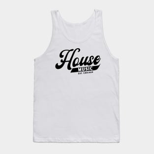 HOUSE MUSIC  - b ball font (black) Tank Top